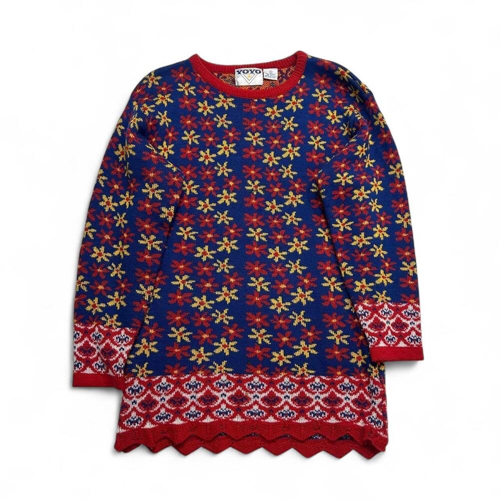 Vintage yoyo floral knit tunic